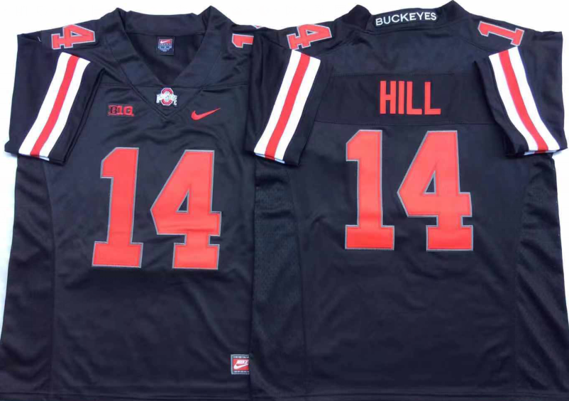 NCAA Men Ohio State Buckeyes Black #14 HILL